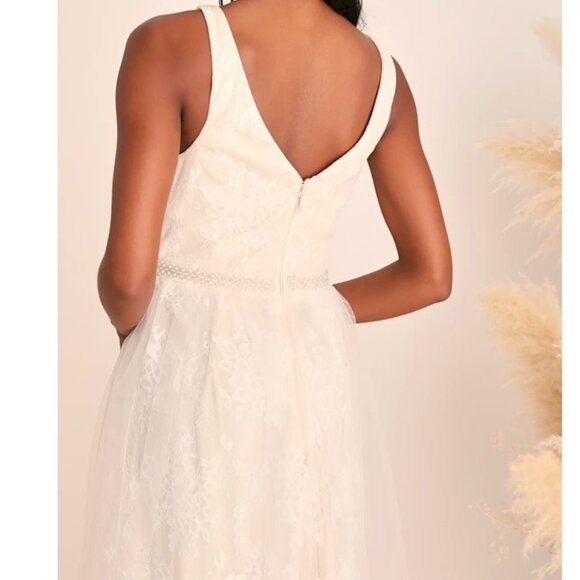 Lulus Sweet Love Ivory Lace Beaded Maxi Dress XS New NWT - Picture 5 of 6